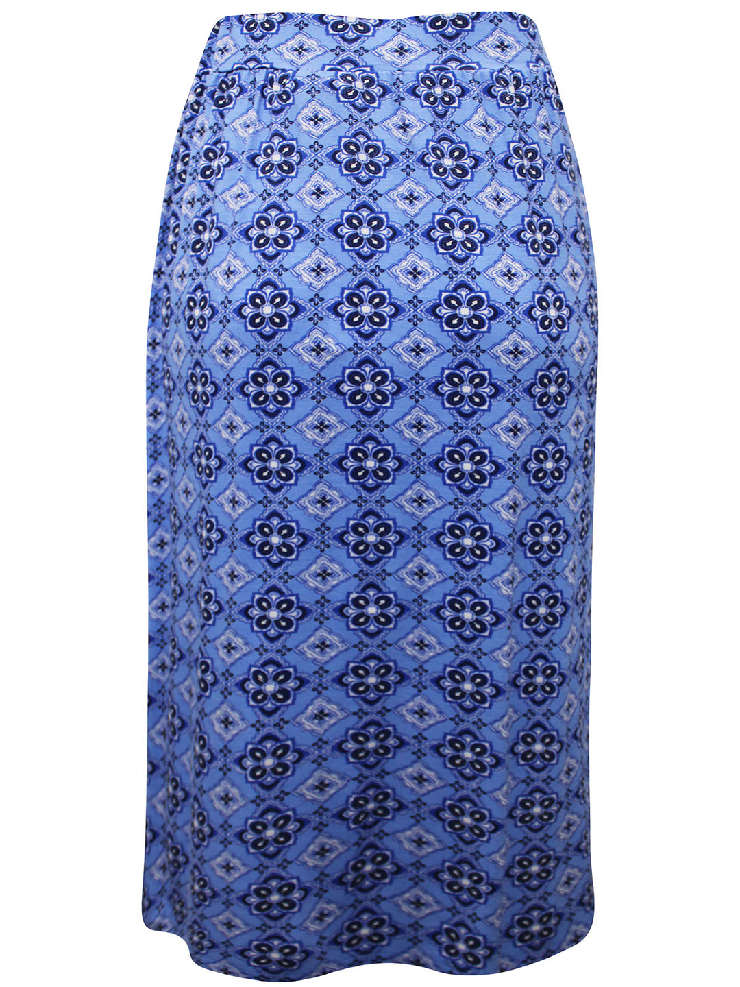 Blue Print Jersey Midi Skirt