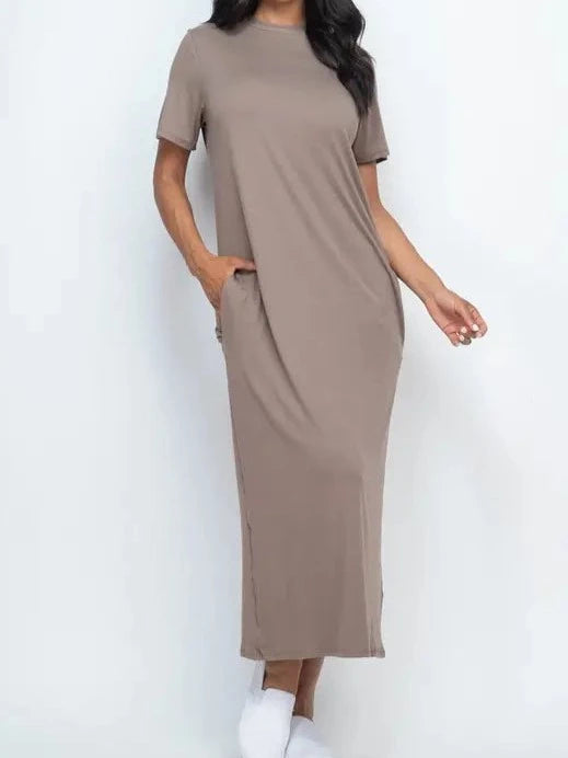 Maxi t shirt dress top with pockets