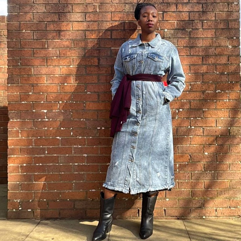 Women s Denim Maxi Jacket Hebrew Israelite Womens Clothing Sew